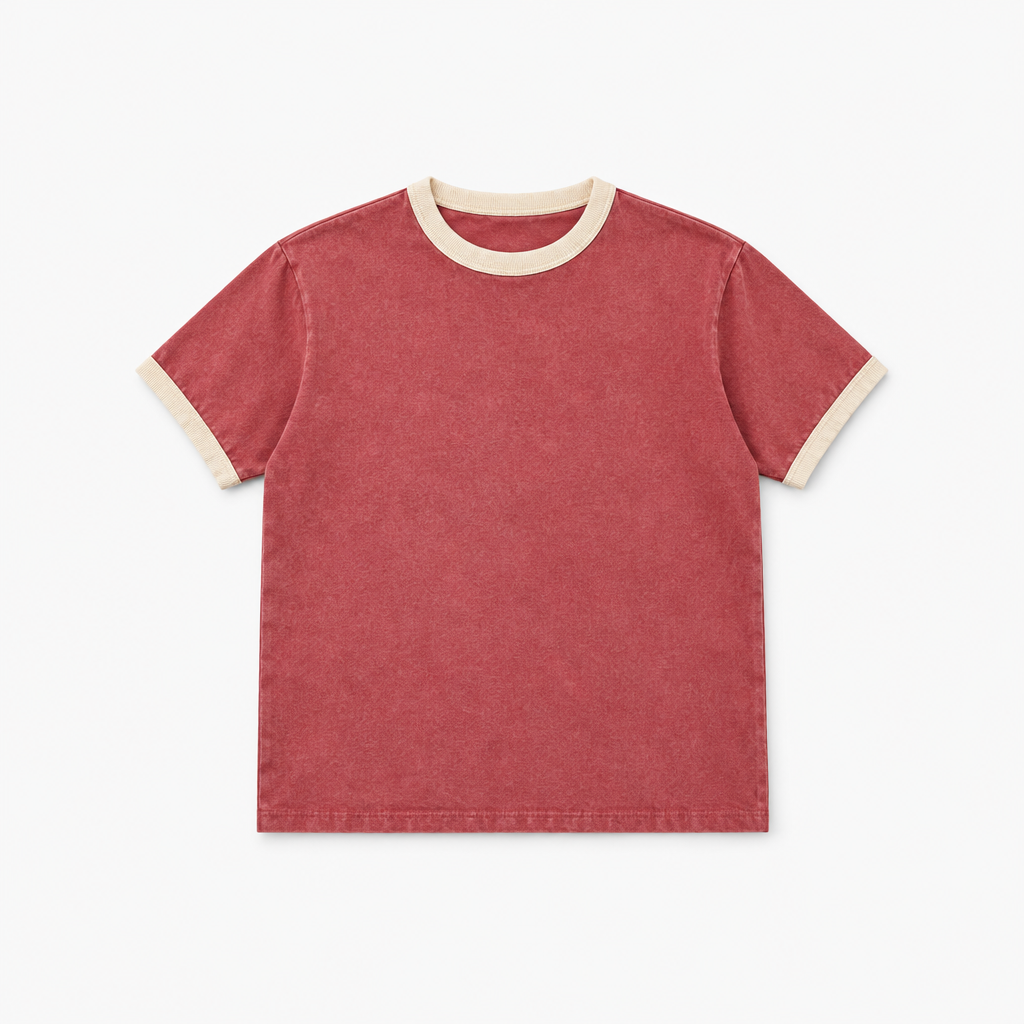 Washed Ribbed Slim-Fit Tee – Red