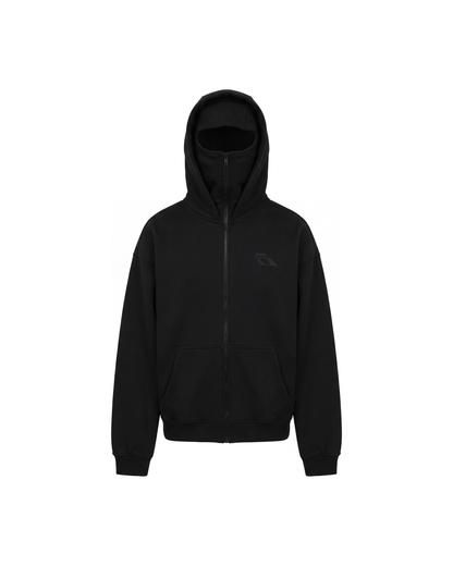 SOULTIES STUDIO® Balaclava Zip Hoodie — All Black