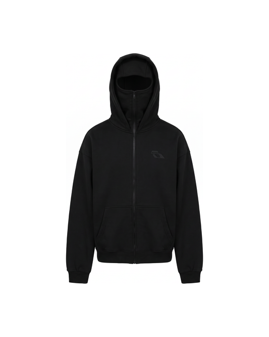 SOULTIES STUDIO® Balaclava Zip Hoodie — All Black