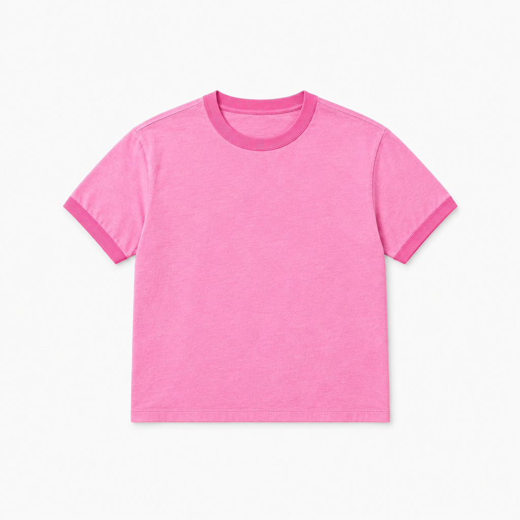 Washed Ribbed Slim-Fit Tee – Pink