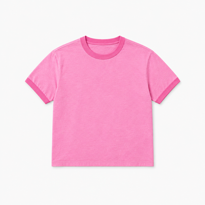 Washed Ribbed Slim-Fit Tee – Pink