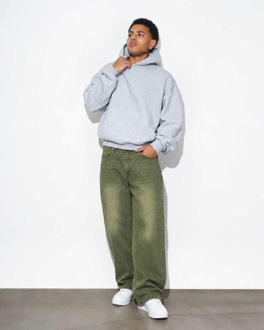 SOULTIES STUDIO® Denim Baggy Essentials – Macha, front