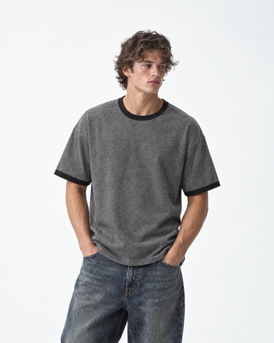 SOULTIES STUDIO® Tee Smoked Graphite – on model, 3/4