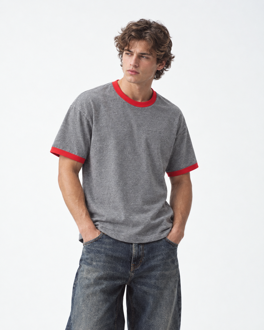 SOULTIES STUDIO® Tee Ember Ash – on model, 3/4