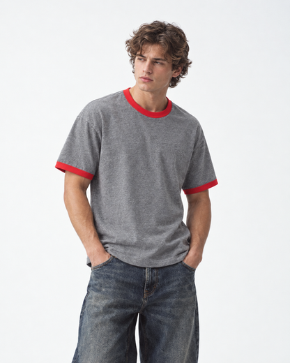 SOULTIES STUDIO® Tee Ember Ash – on model, 3/4