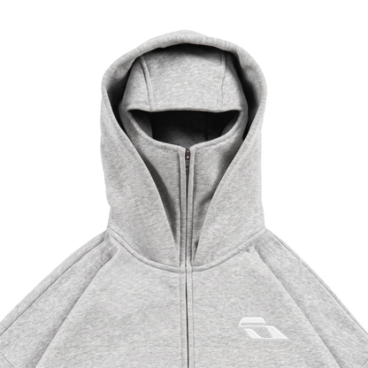 SOULTIES STUDIO® Balaclava Zip Hoodie — Grey Melange