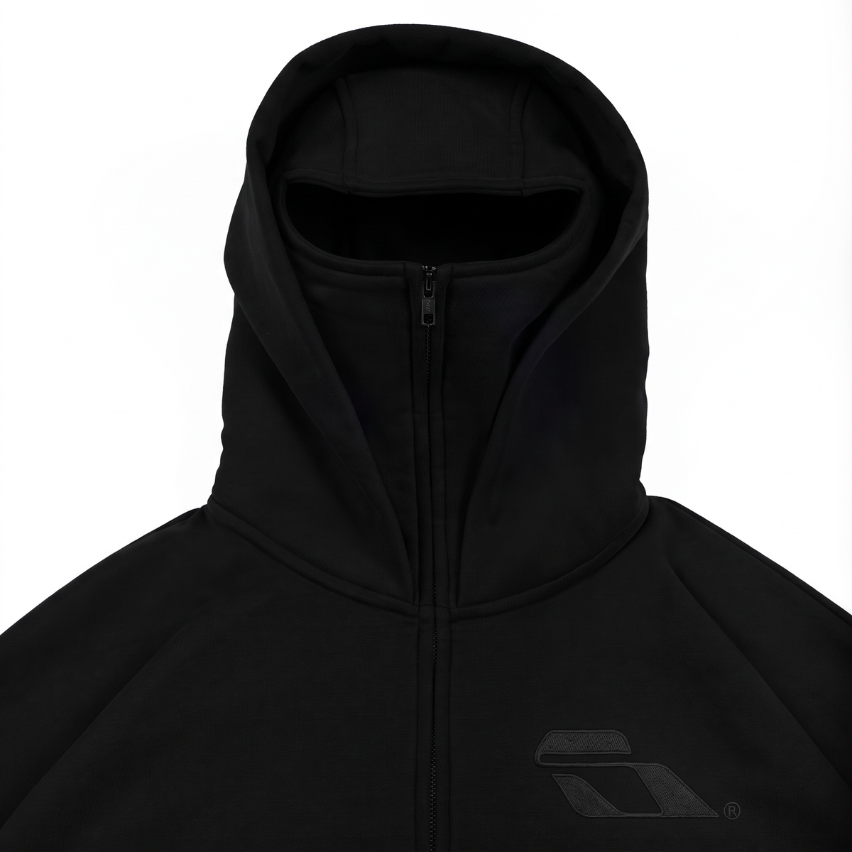 SOULTIES STUDIO® Balaclava Zip Hoodie — All Black