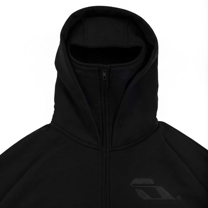 SOULTIES STUDIO® Balaclava Zip Hoodie — All Black
