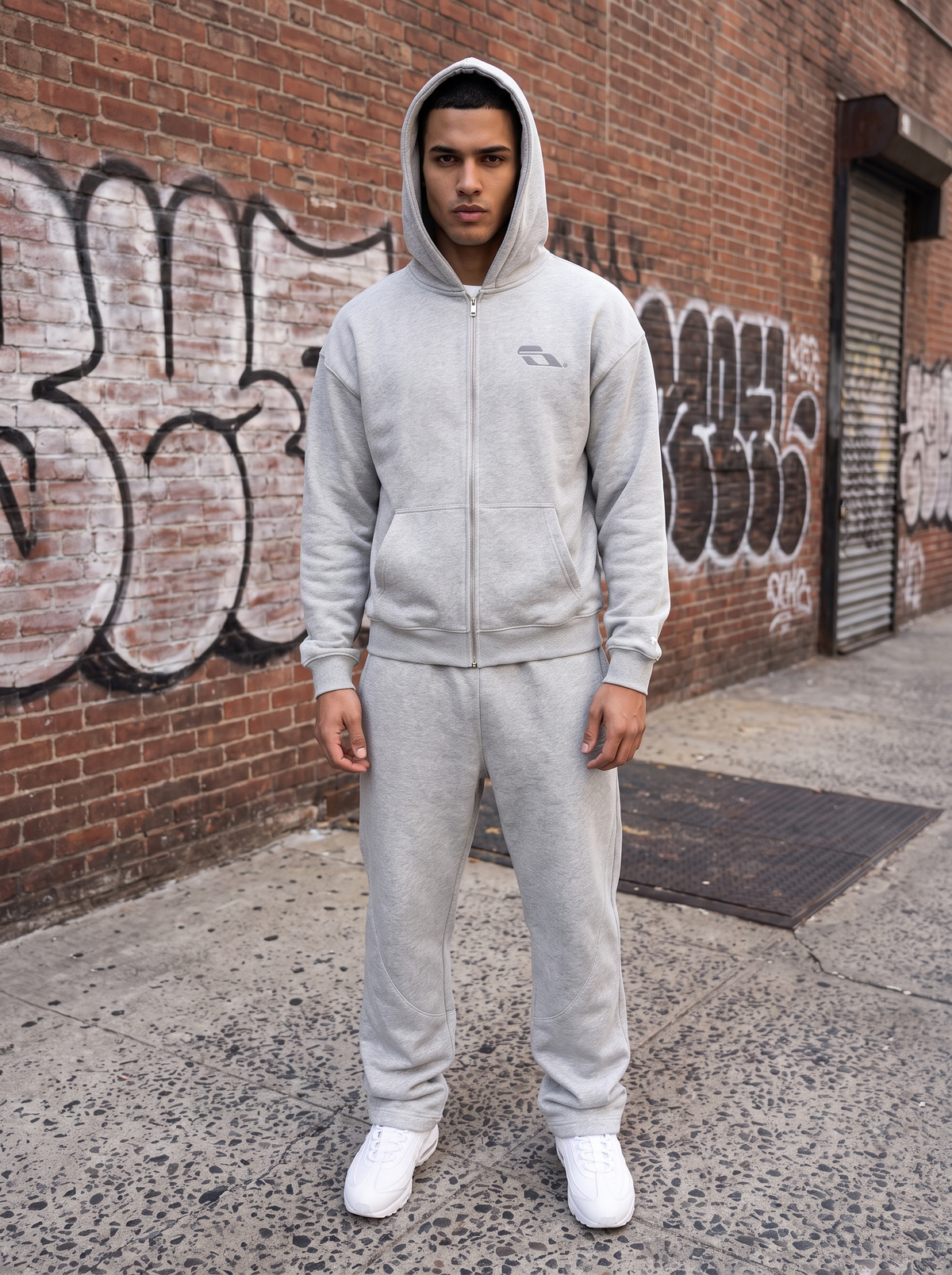 SOULTIES STUDIO® Balaclava Zip Hoodie — Grey Melange