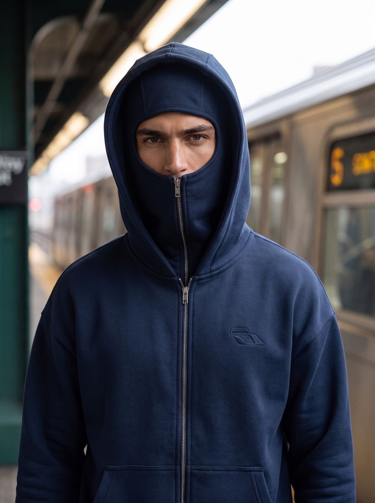 SOULTIES STUDIO® Balaclava Zip Hoodie — Dark Blue