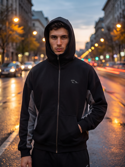 SOULTIES STUDIO® Balaclava Zip Hoodie — Black / Grey